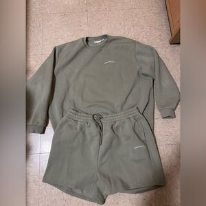 Green Sweatshirt and Shorts Sweat Set